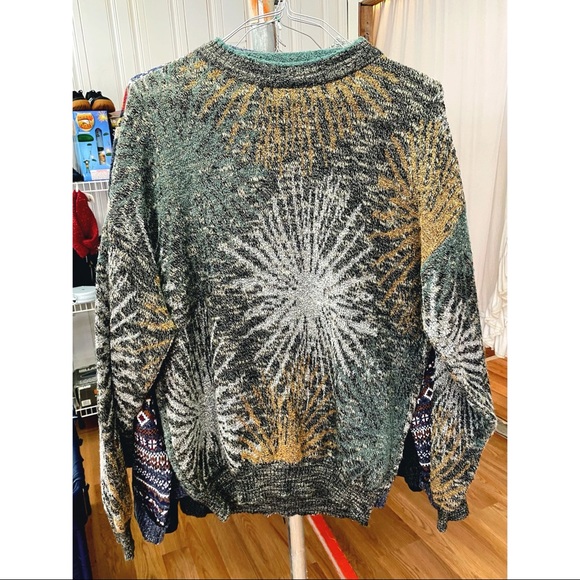 Vintage 90s Cambio Italia Wool Blend Star Burst Design Pullover Sweater Size XL - Picture 1 of 5